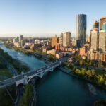 Aerial view of the city of calgary, alberta, canada.