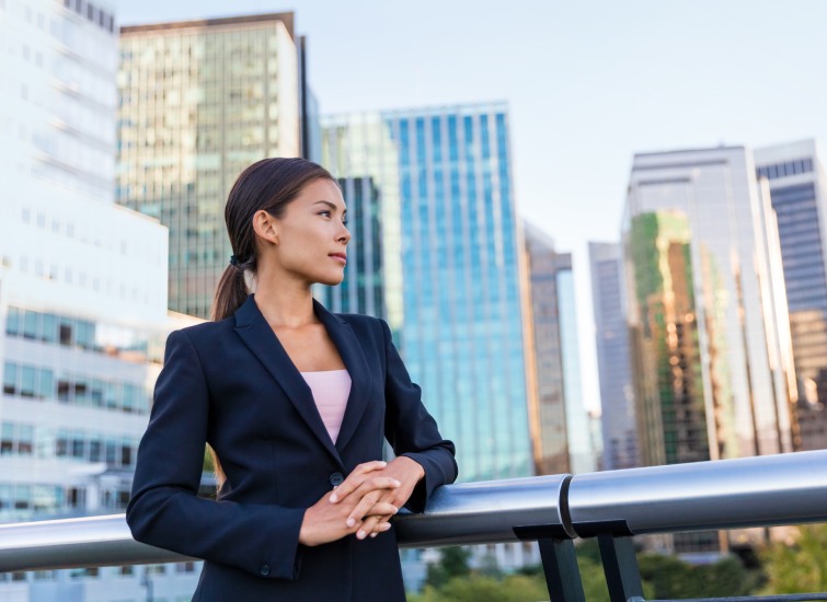 happy business woman portrait of young female